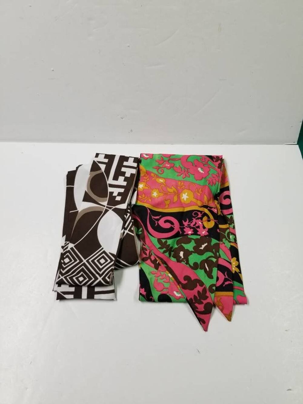 Vintage 70s Mod Scarves Lot Floral Geometric Skinny Neck Scarf Retro Sash Belts